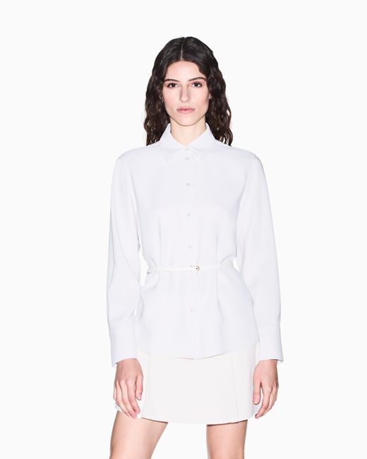 ARMANI EXCHANGE White Shirt Slim Fit Recycled Crepe With Belt