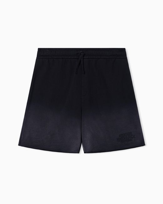ARMANI EXCHANGE Blue Used-Effect Bermuda Shorts With Logo for men