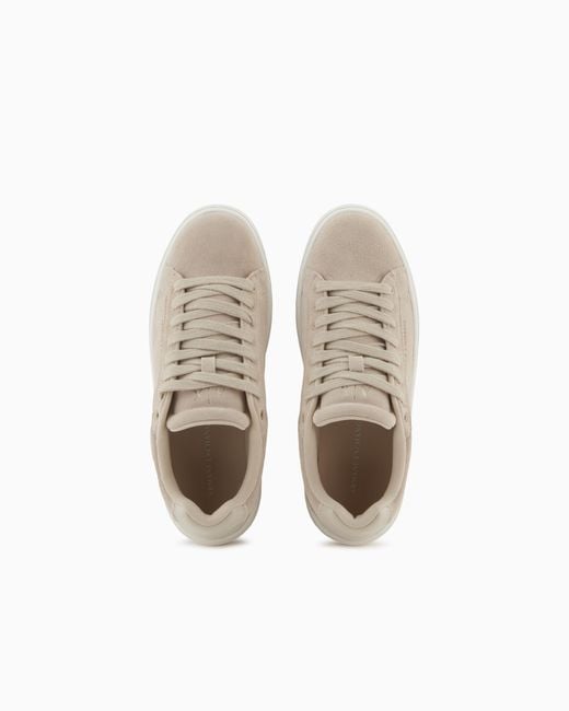 ARMANI EXCHANGE White Leather Sneakers With Embossed Details