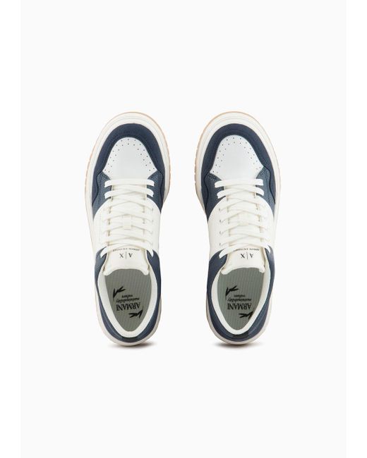 Armani Exchange Blue Sneakers With Contrasting Color Band for men