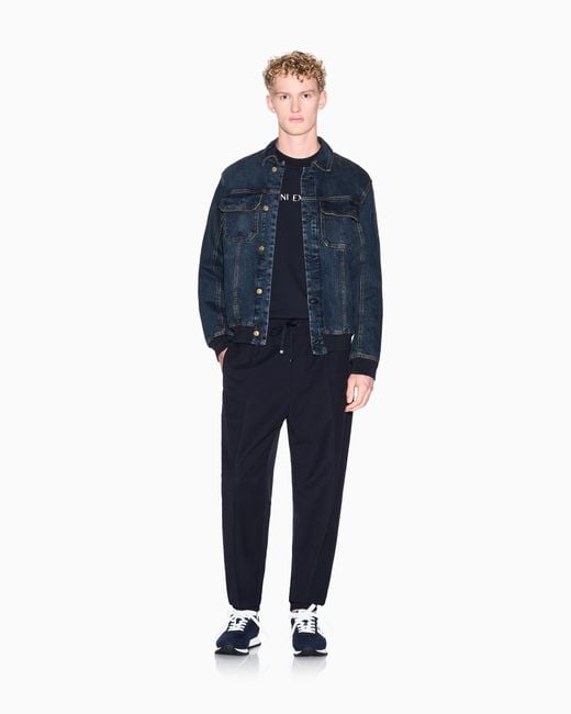 Veste En Jean Avec Empiècements Élastiques ARMANI EXCHANGE pour homme en coloris Blue