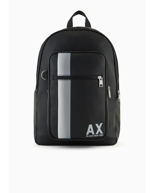 Armani Exchange Black Backpack With Contrasting Band And Logo for men