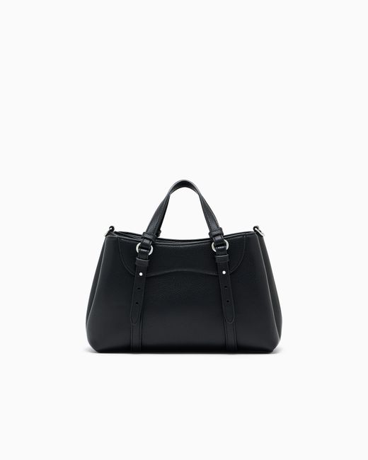ARMANI EXCHANGE Black Tote Shopping Bag With Coated Finish