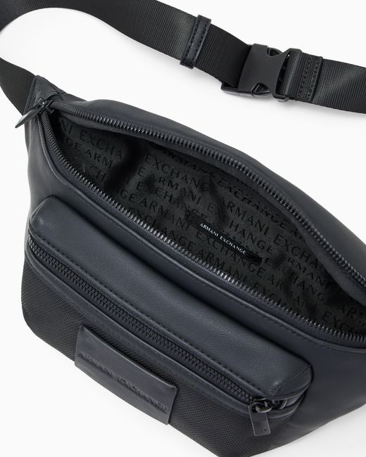 ARMANI EXCHANGE Black Coated Waistbag Belt Bag for men