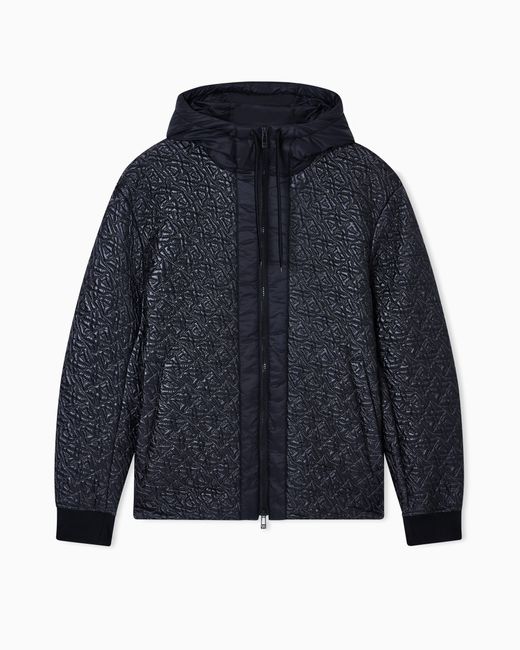 ARMANI EXCHANGE Blue Jacket With Allover Logo for men