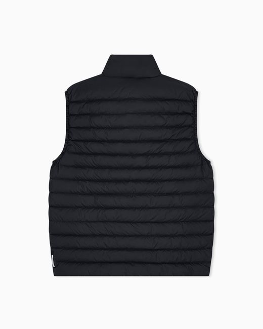 ARMANI EXCHANGE Blue Quilted Full-Zip Down Vest With A High Collar Essential for men