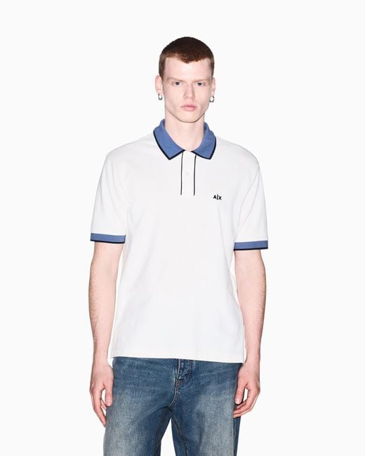 ARMANI EXCHANGE White Regular Fit Polo Shirt for men