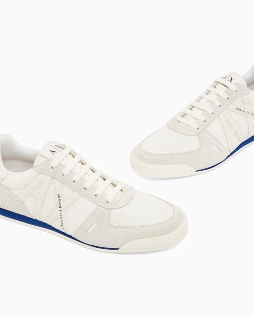 ARMANI EXCHANGE White Lace-Up Sneakers for men