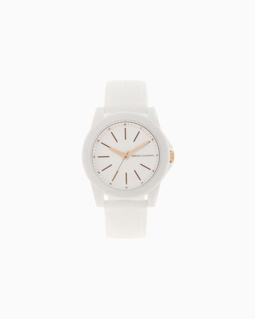 ARMANI EXCHANGE White Three-Hand Silicone Watch And Luggage Tag Gift Set