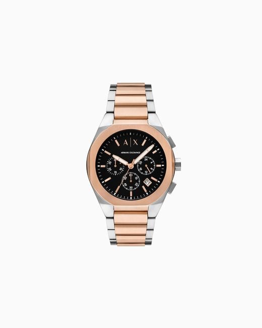 ARMANI EXCHANGE White Three-Hand Two-Tone Stainless Steel Watch for men