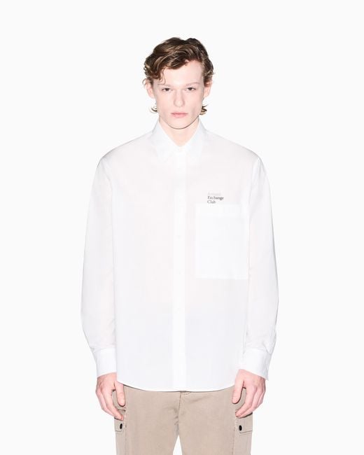 ARMANI EXCHANGE White Classic Casual Cotton Poplin Shirt for men