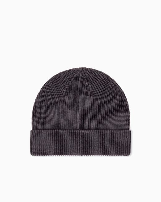 ARMANI EXCHANGE Blue Knitted Beanie Hat for men