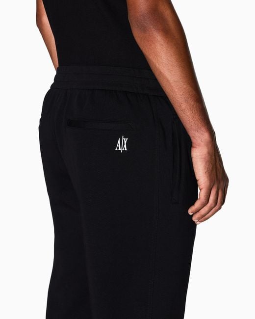 ARMANI EXCHANGE Black Bonded Stretch Cotton Joggers With Ribbed Cuffs Icon for men