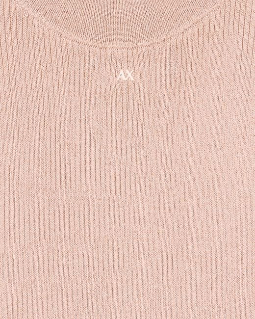 ARMANI EXCHANGE Pink High-Neck Lurex Yarn Top