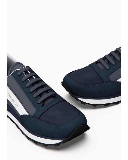 Armani Exchange Wildleder-sneaker Mit Mesh-einsätzen in Blue für Herren