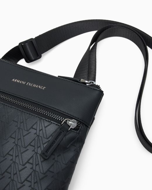 ARMANI EXCHANGE Black Flat Crossbody Messenger Bag for men