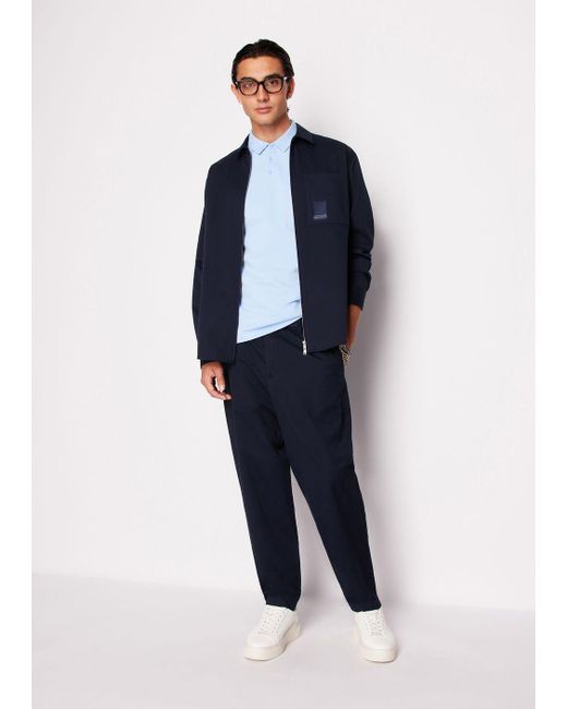 Armani Exchange Blue Chino Trousers In Cotton Gabardine for men