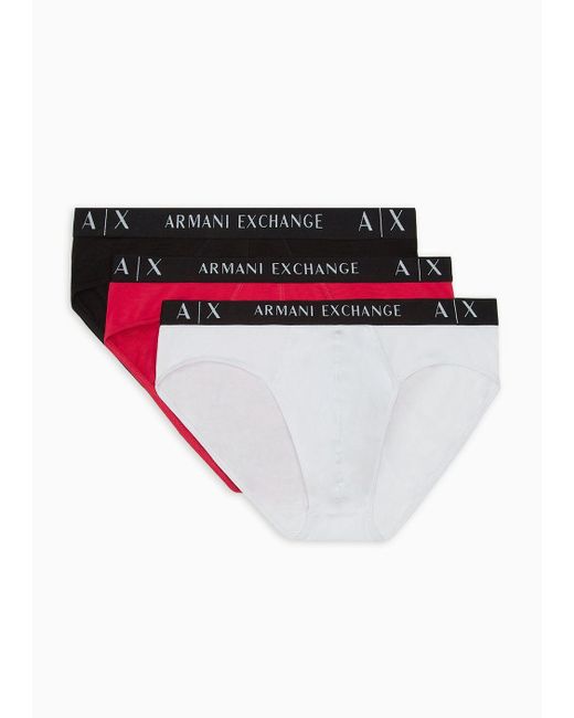 Armani Exchange White Pack Of 3 Briefs for men