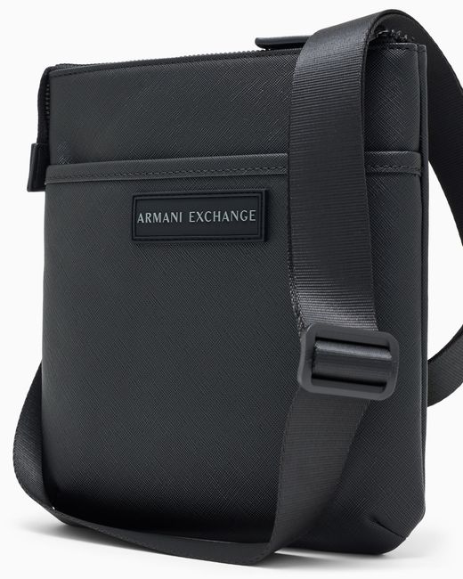 ARMANI EXCHANGE Black Flat Crossbody Messenger Bag for men