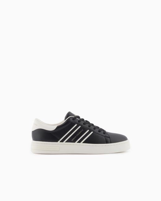 ARMANI EXCHANGE White Sneakers With Webbing And Rubber Sole for men