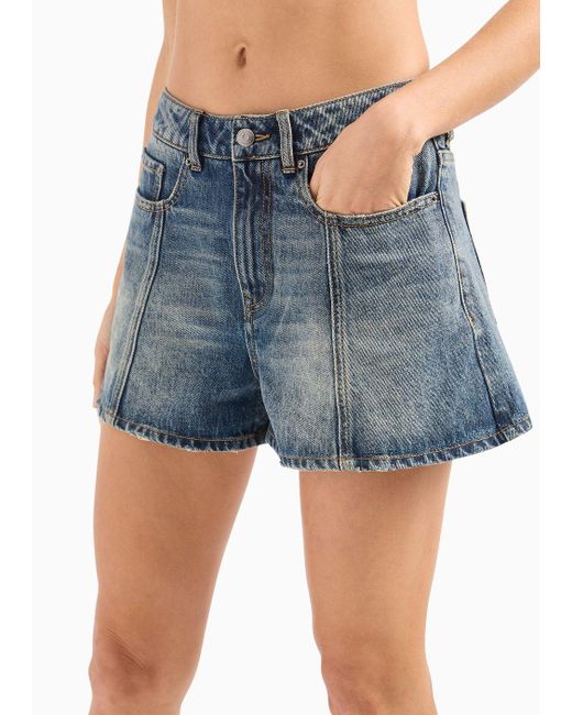 Armani Exchange Blue Denim Shorts