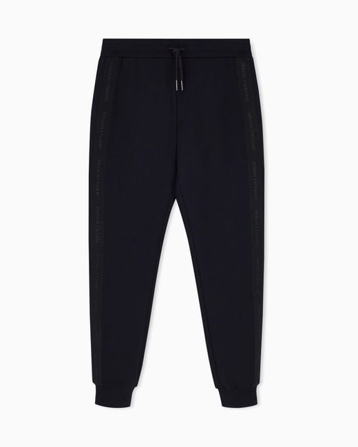 ARMANI EXCHANGE Blue Regular Fit Trousers Bonded Stretch Cotton Jersey for men