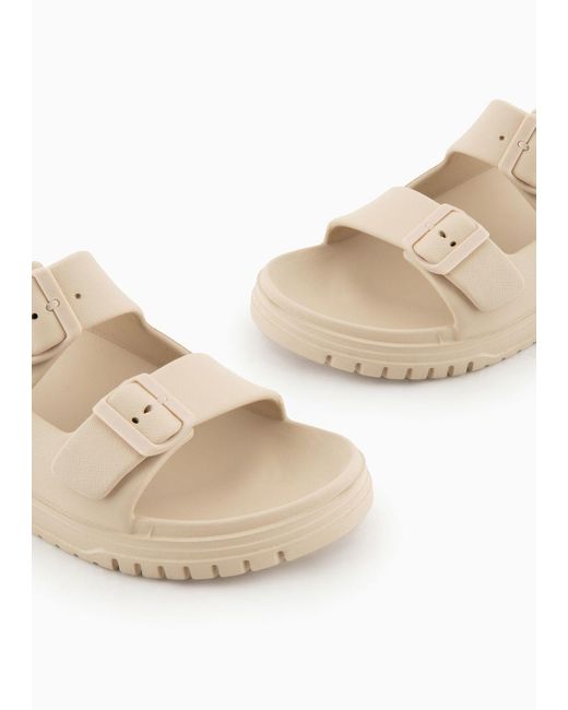 Armani Exchange White Slippers With Two Rubber Bands for men