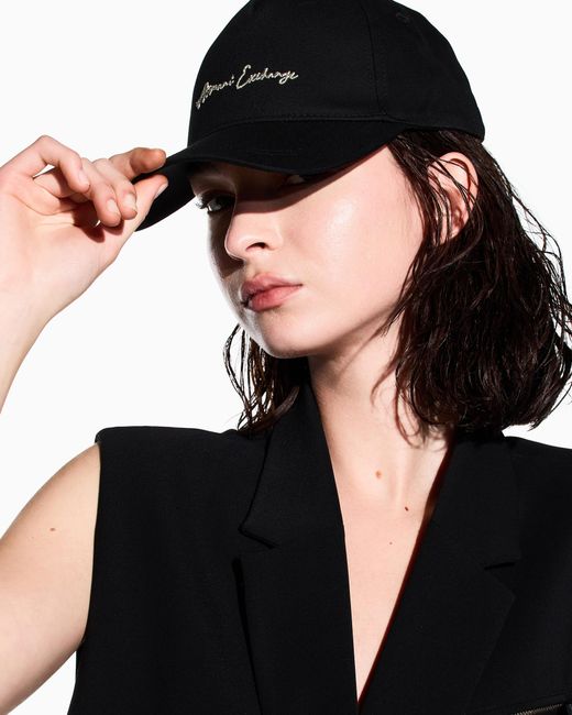 ARMANI EXCHANGE Black Six-Panel Baseball Cap