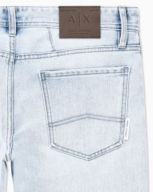 ARMANI EXCHANGE Blue Slim Fit 5 Pockets Pant Washed Cotton-Blend Denim for men