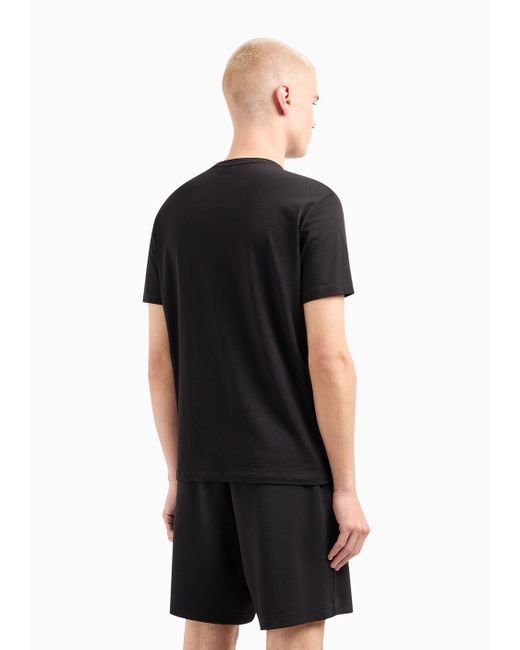 Armani Exchange Black Regular Fit Cotton T-shirt With Multicolor Logo for men