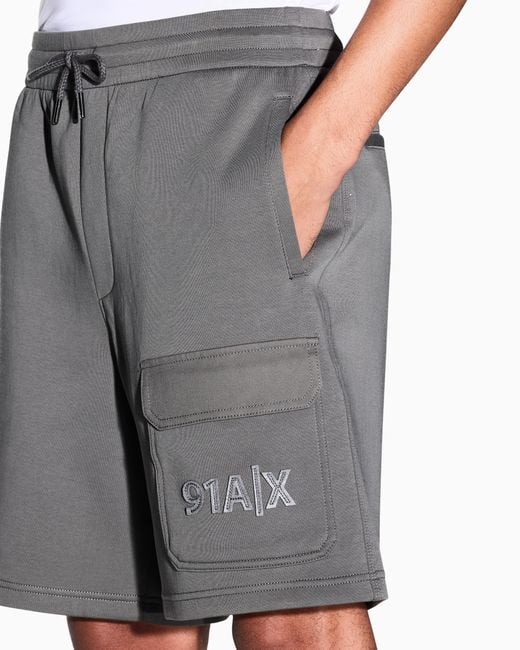 ARMANI EXCHANGE Gray Bermuda Shorts With Fleece Logo And Pocket for men