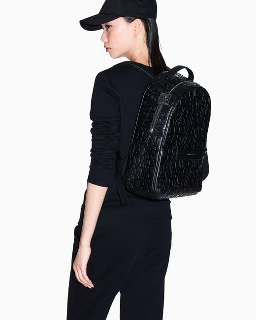 ARMANI EXCHANGE Blue Backpack With Allover Logo