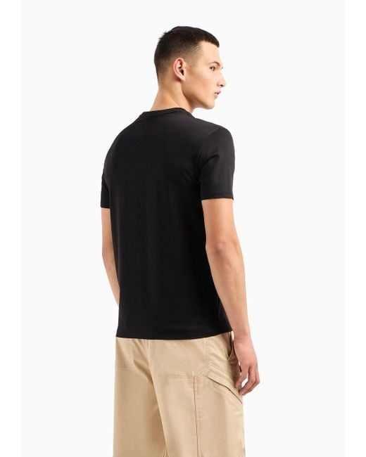 T-shirt Regular Fit In Cotone Mercerizzato Con Logo Floccato di Armani Exchange in Black da Uomo