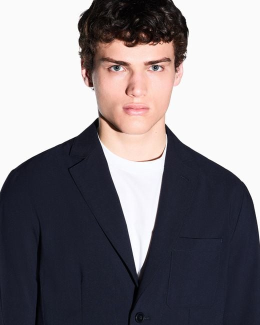 ARMANI EXCHANGE Blue Structured Wool Blend Casual Jacket for men