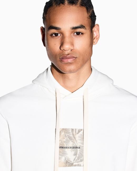 ARMANI EXCHANGE White Cotton French Terry Hoodie for men