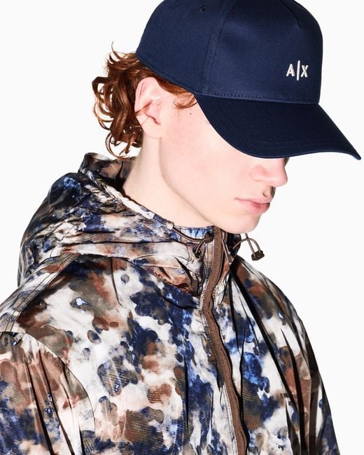 ARMANI EXCHANGE Blue Logo Cap With Curved Visor for men