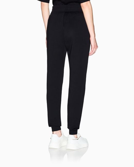 ARMANI EXCHANGE Black Regular Fit Trousers Jersey Bonded Stretch Cotton