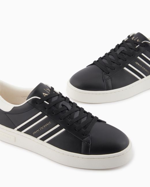 ARMANI EXCHANGE White Sneakers With Webbing And Rubber Sole for men