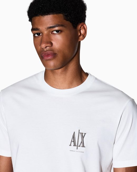 ARMANI EXCHANGE White Regular Fit T-Shirt Icon for men