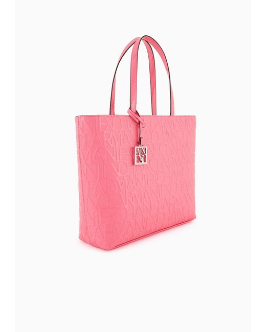 Shopper Avec Fermeture Éclair Et Logo En Relief Sur L'ensemble Armani Exchange en coloris Pink