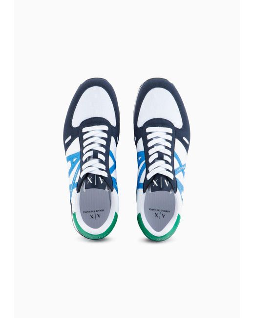Armani Exchange Sneaker Aus Öko-wildleder, Mesh Und Nylon in Blue für Herren