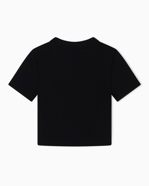 ARMANI EXCHANGE Black Cropped T-Shirt With Logo