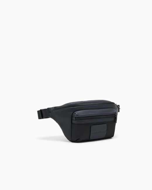 ARMANI EXCHANGE Black Coated Waistbag Belt Bag for men