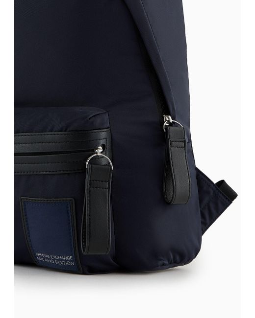 Armani Exchange Blue Backpack In Asv Recycled Fabric for men
