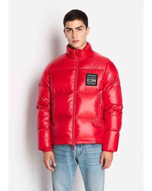 Armani Exchange Padded Down Jacket in Red for Men | Lyst UK