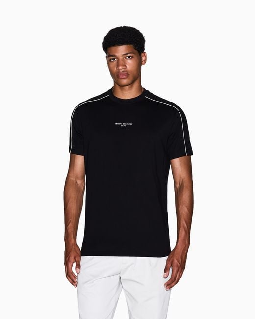 T-Shirt Coupe Régulière Avec Passepoil Contrasté ARMANI EXCHANGE pour homme en coloris Black
