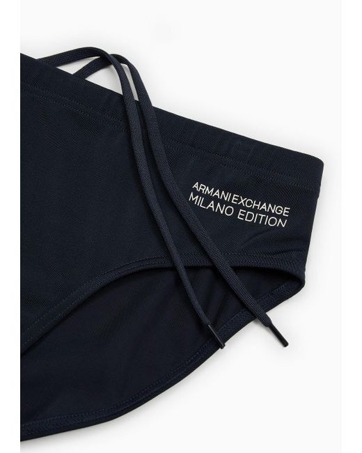 Armani Exchange Blue Beachwear Briefs In Asv Recycled Fabric for men