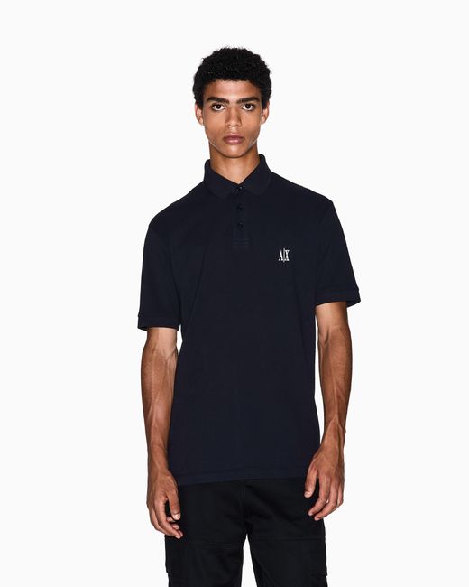 ARMANI EXCHANGE Blue Regular Fit Cotton Polo Shirt for men