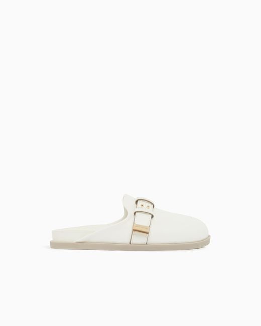 ARMANI EXCHANGE White Sabot With Buckle And Detail