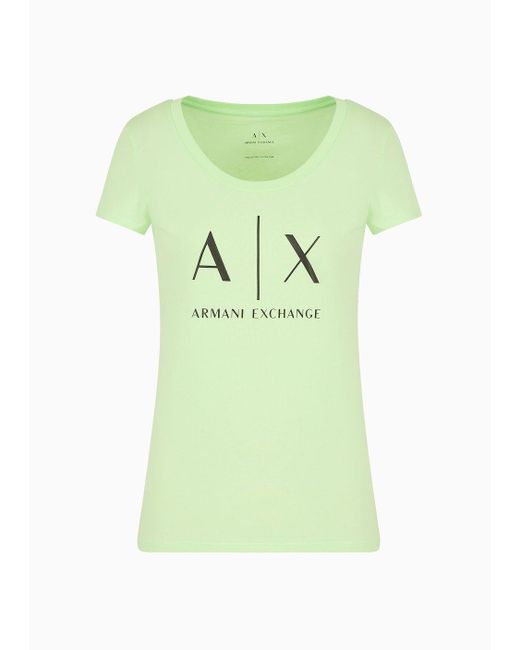 Armani Exchange Green Slim Fit Cotton Logo T-shirt